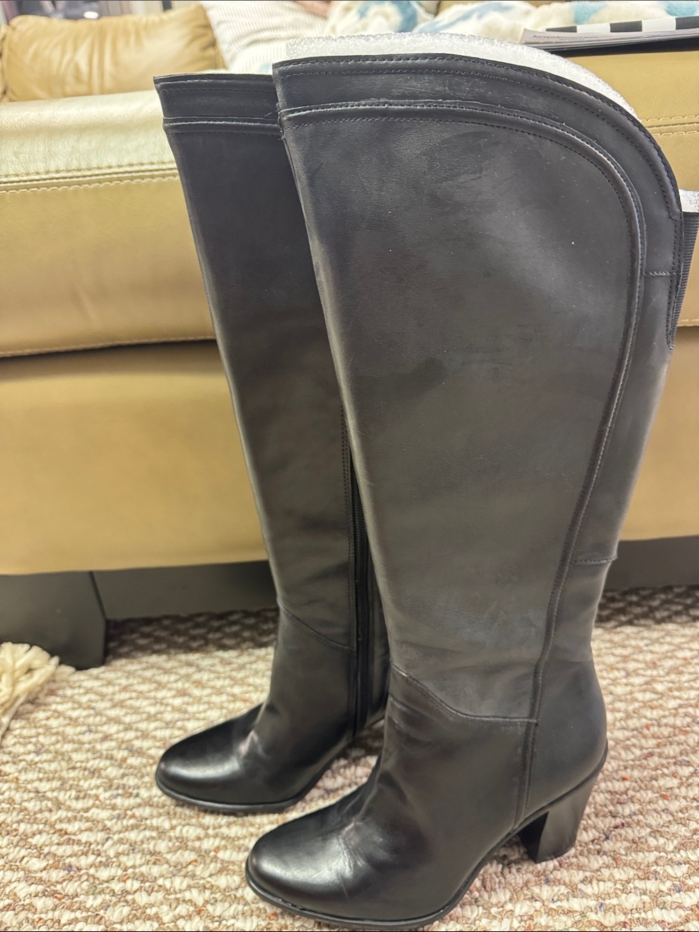 Audrey Brooke Black Over-the-Knee Leather Boots
